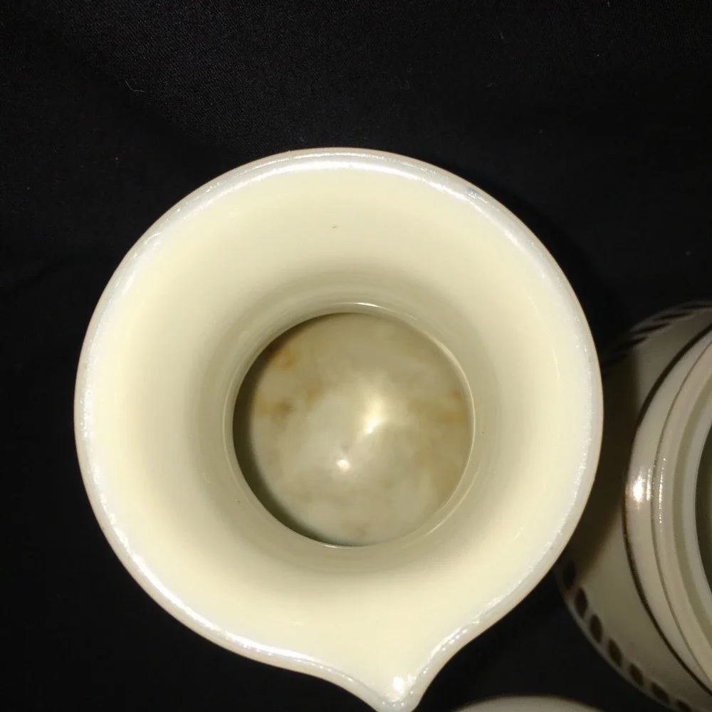 VTG Custard Glass 24k Gold Accents Sugar Bowl Lid & Cream Pitcher Wheaton Ware